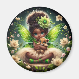 Une fée et son Lion Cub - Vert - Aimant