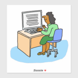 Une femme asiatique travaillant sur un autocollant