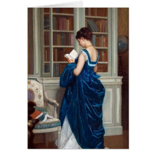 Une femme en bleu, lisant un livre