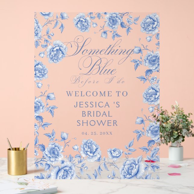 Une Fête des mariées bleue élégante Accueil (Mariage)