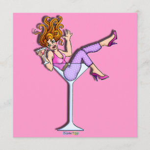 UNE FILLE DANS UNE INVITATION DE FÊTE MARTINI EN V