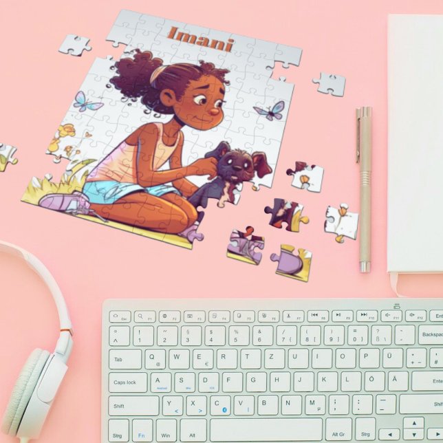Une fille noire magnifique et son puzzle de la fur (Créateur téléchargé)