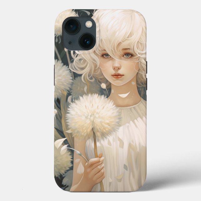 Une fille tenant un Coque Dandelion iPhone 13 (Verso)