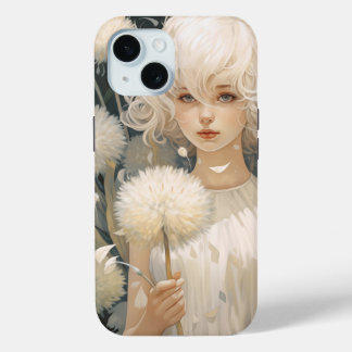 Une fille tenant un Coque Dandelion iPhone 15