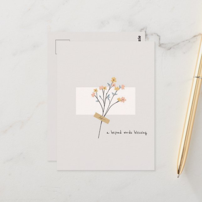 Une fleur de bénédiction indicible carte postale m (Devant/Arrière en situation)