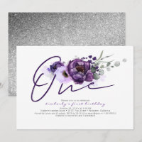 Une Fleurs violettes 1er Invitation de fête d'anni