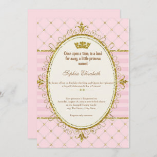 Une fois Princesse 1er anniversaire Invitation