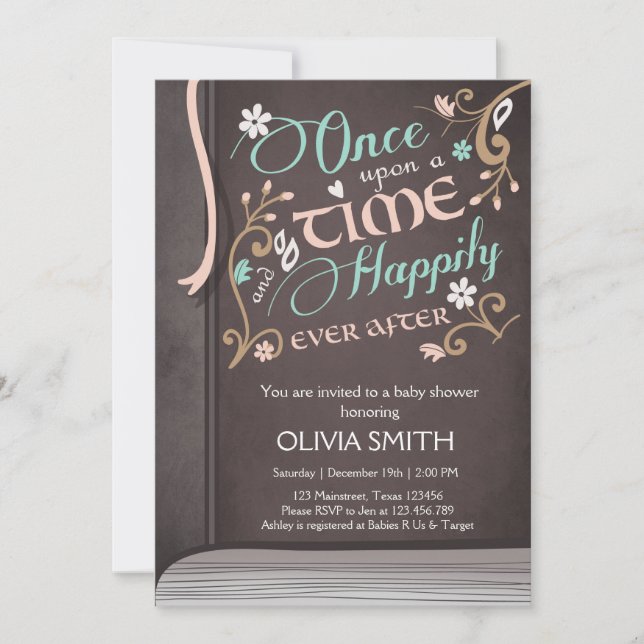 Une fois sur une invitation de Baby shower de livr (Devant)