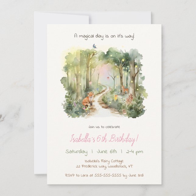 Une Forêt Fée Magique Invitation d'anniversaire po (Devant)