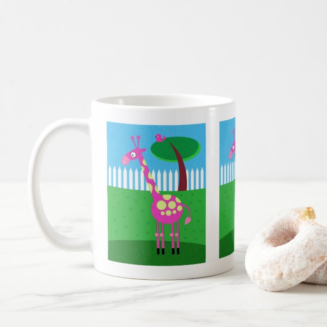 Une girafe rose vit dans ma Jardin Mug Café (Avec donut)