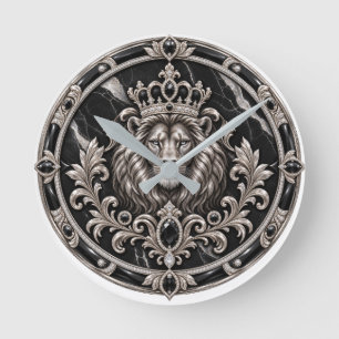 Une horloge murale avec une image de lion