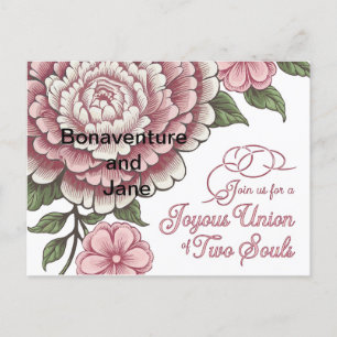 Une invitation à la carte mariage au design floral