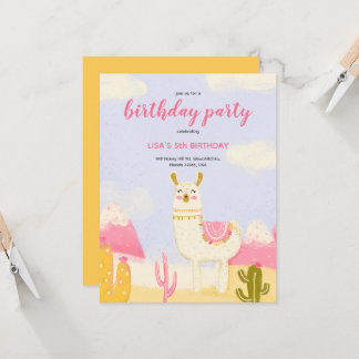 Une invitation à l'anniversaire avec un lama.