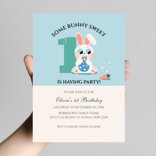 Une invitation à l'anniversaire de lapin doux lapi (Créateur téléchargé)