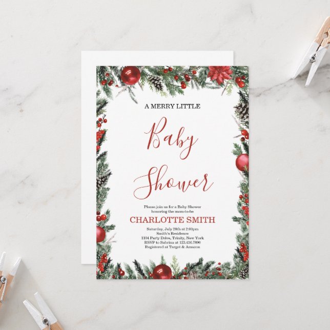 Une invitation à une baby shower joyeuse et enfant (Devant/Arrière en situation)