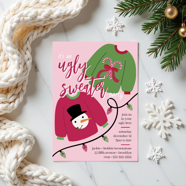 Une invitation à une fête de vacances de pull moch (Créateur téléchargé)