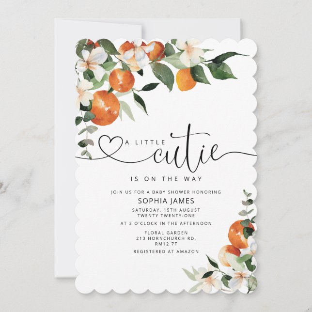 Une invitation au baby shower Little Cutie (Devant)