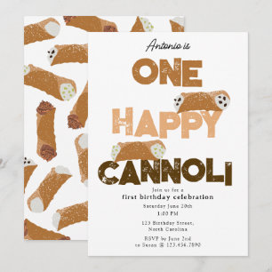Une invitation cannoli heureuse pour un 1er annive
