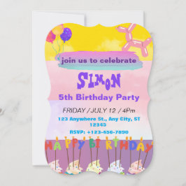 Une invitation d'anniversaire colorée et animée.