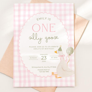 Une Invitation d'anniversaire One Silly Goose à ca