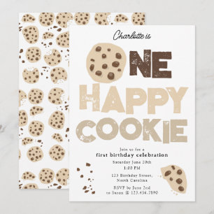 Une invitation de cookie heureux pour le 1er anniv