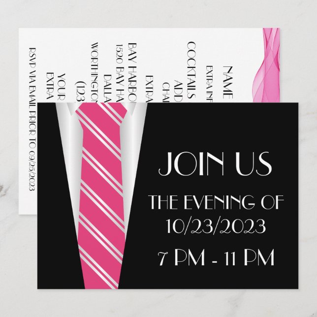Une invitation formelle en smoking rose (Devant / Derrière)