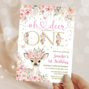Une Invitation Rose Dorée pour une Fille qui Fête