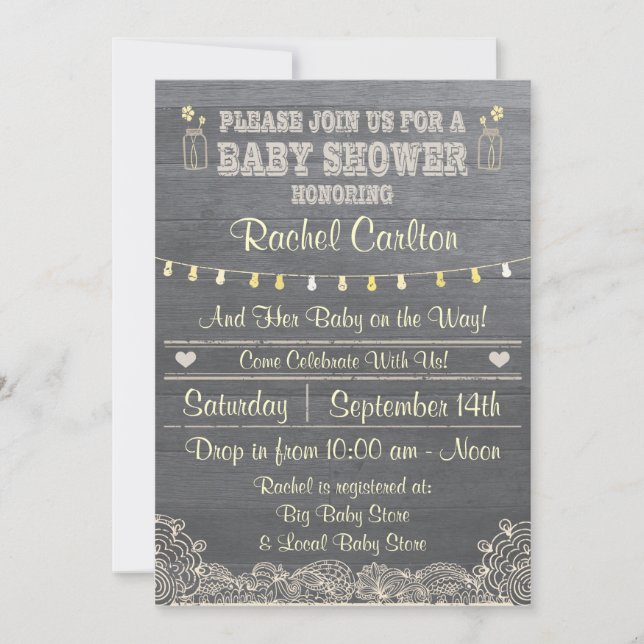 Une invitation rustique de baby shower de pot de (Devant)