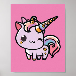 Une jolie affiche de licorne kawaii