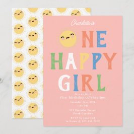 Une joyeuse fille Invitation d'anniversaire 1er An