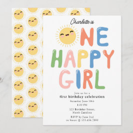 Une joyeuse fille Invitation d'anniversaire 1er An