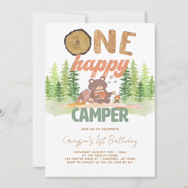 Une joyeuse Invitation Camper Woodland (Devant)