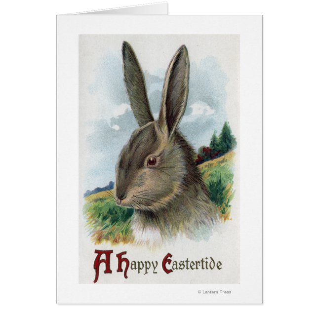 Une joyeuse scène de lapin gris Eastertide (Devant)