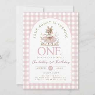 Une LAPINE a UN an Invitation d'anniversaire