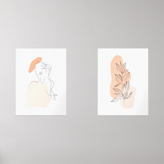 une ligne d'art féminin et feuillage