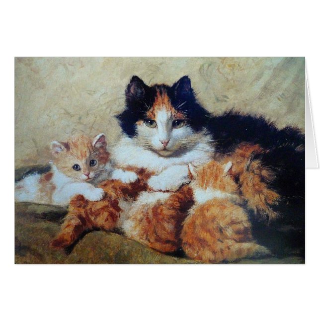 Une mère fière - un chat avec ses chatons jaunes (Devant horizontal)