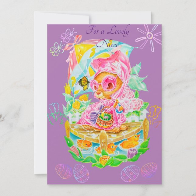 Une Nièce Personnalisée Carte Pâques. (Devant)