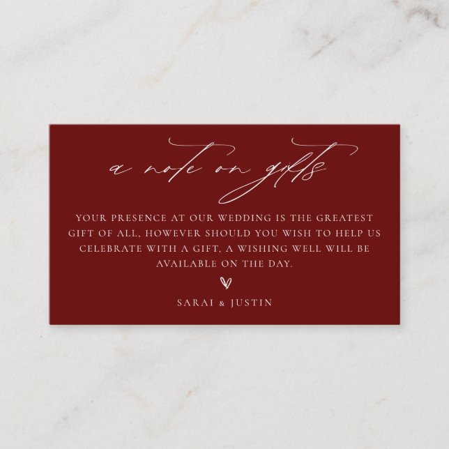 Une Note Sur La Carte Mariage De Boîtier Cadeaux (Devant)