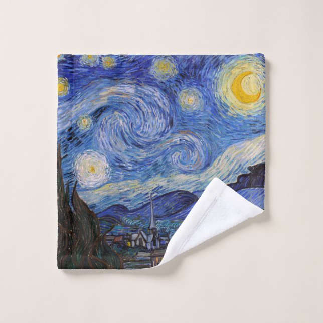 Une nuit étoilée : Saint Remy par Vincent Van Gogh (Gant de toilette)