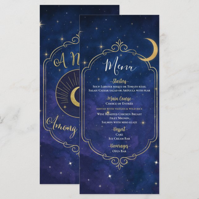 Une Nuit Parmi Les Stars Celestial Skies Menu (Devant / Derrière)