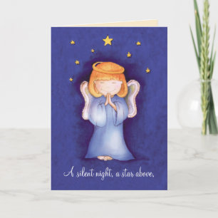Une nuit silencieuse ange de Noël carte de voeux b
