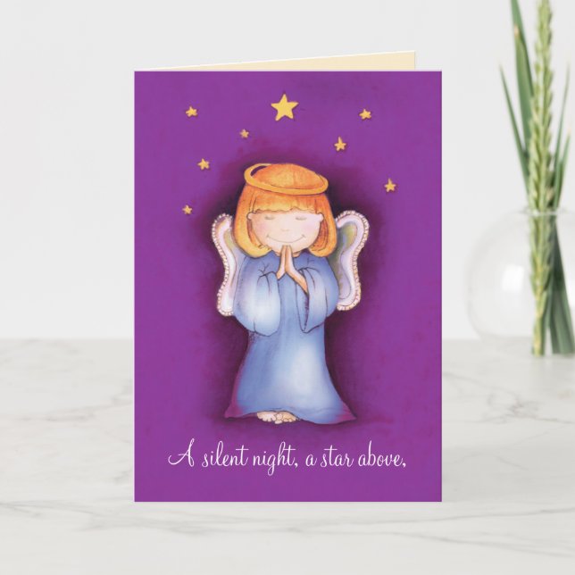 Une nuit silencieuse Ange de Noël carte de voeux m (Devant)