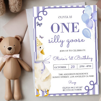 Une oie sotte 1er anniversaire Invitation de fête