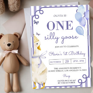 Une oie sotte 1er anniversaire Invitation de fête