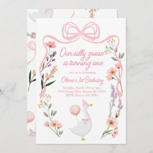 Une oie sotte invitation Fleurs sauvages arc rose