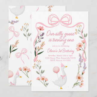 Une oie sotte invitation Fleurs sauvages arc rose