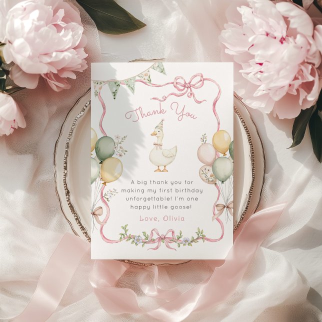 Une oie stupide Pink Bow Carte de remerciements d' (Créateur téléchargé)