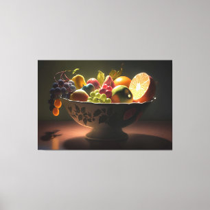 Une peinture à vie morte d'un bol de toile de frui