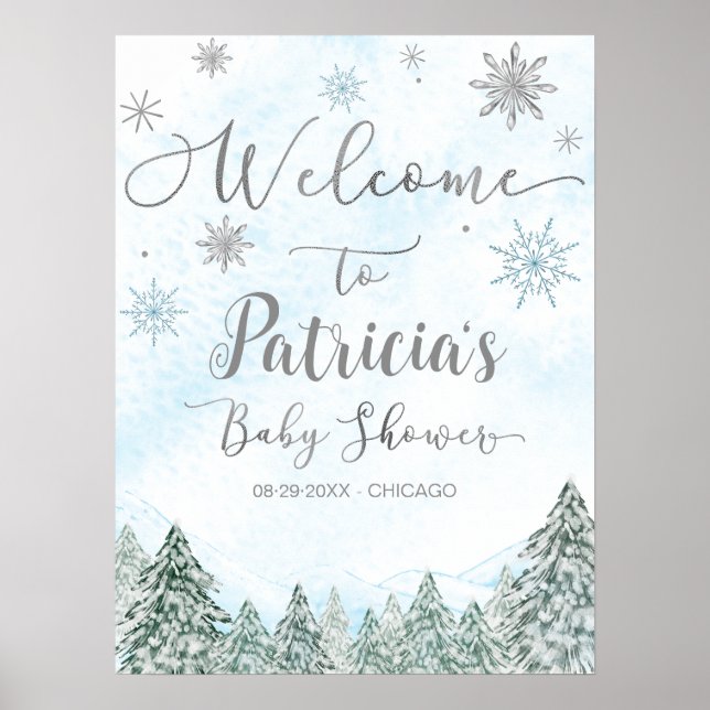Une petite Affiche de bienvenue Baby shower bleu S (Devant)