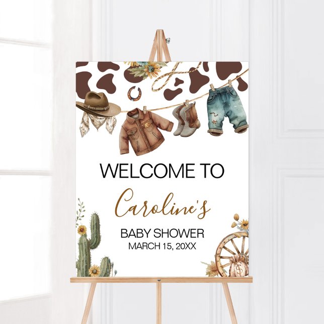 Une petite Affiche de bienvenue Baby shower Cowboy (A Little Cowboy Baby Shower Welcome Sign)